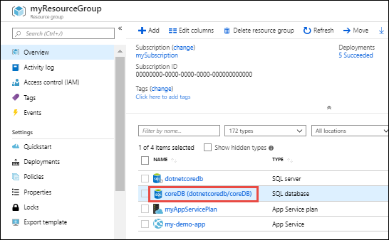 リソース グループ ページに移動して Azure アプリをスケールアップする