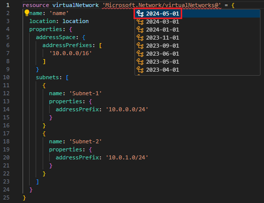 API バージョンの更新のスクリーンショット。