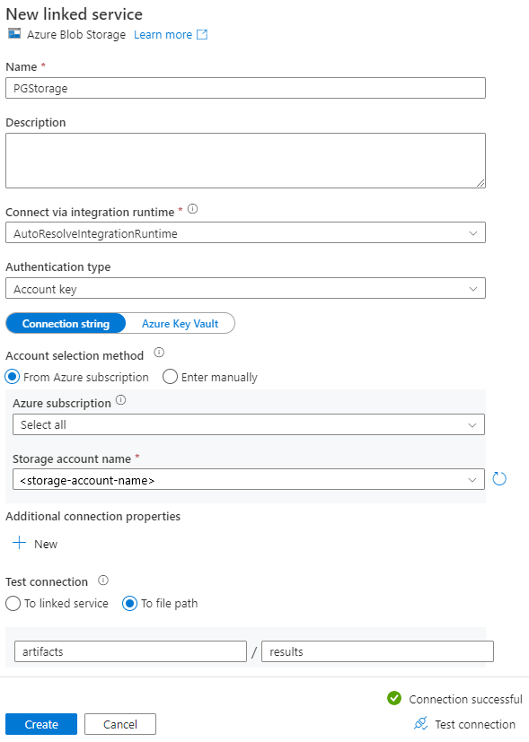 Azure Data Factory でのソースの構成を示すスクリーンショット。