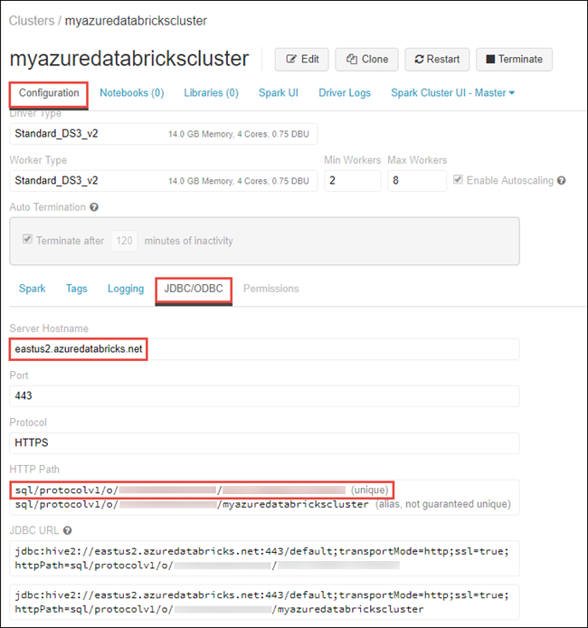 Databricks の構成を取得する