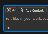 Visual Studio Code の [Copilot チャット] ウィンドウのスクリーンショット。Dev Box ツールが事前に選択されています。