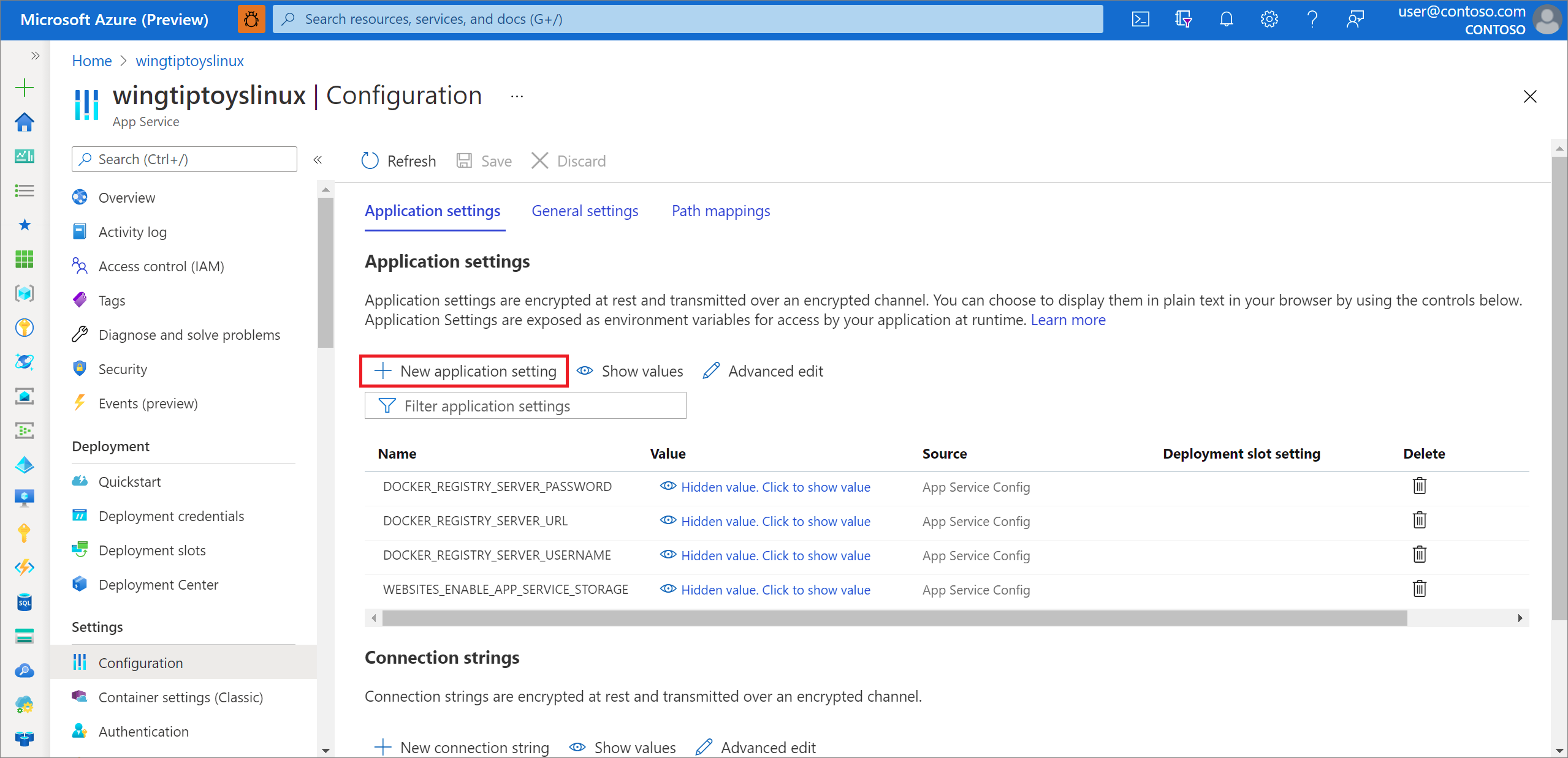 Azure Portal でのカスタム ポート番号の保存