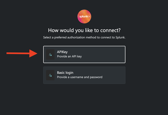 Splunk select preferred authorization method page の画像