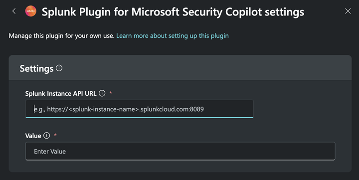 Splunk Security Copilot設定の画像。