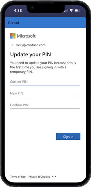 PIN を変更する方法を示すスクリーンショット。