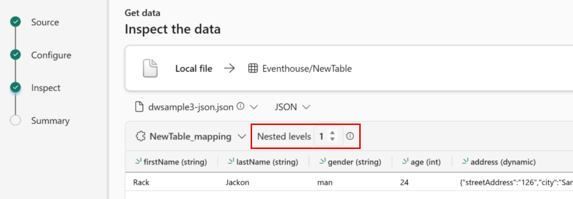 高度な JSON オプションのスクリーンショット。
