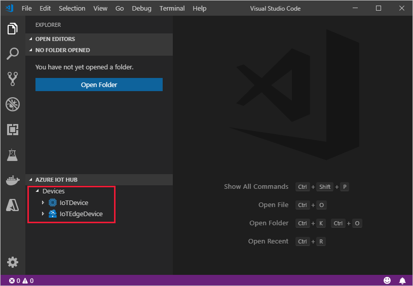 VS Code を使用して IoT Hub