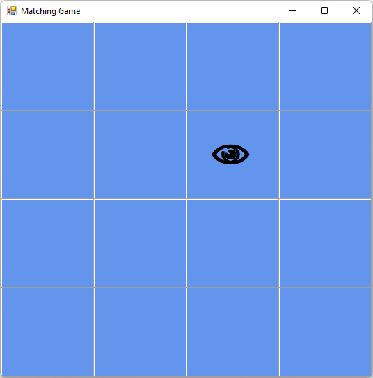 スクリーンショットには、1 つのアイコンが表示された [Matching Game]\(マッチング ゲーム\) が表示されます。