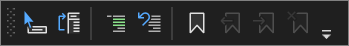 Visual Studio 2022 のテキスト エディター ツール バーのスクリーンショット。