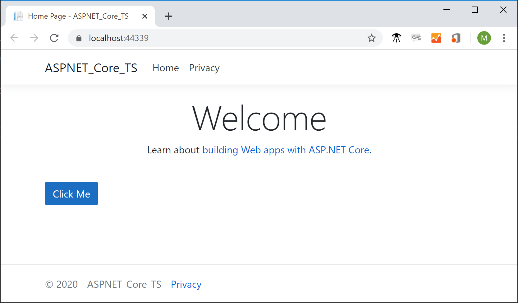 TypeScript を使用したコアの ASP.NET