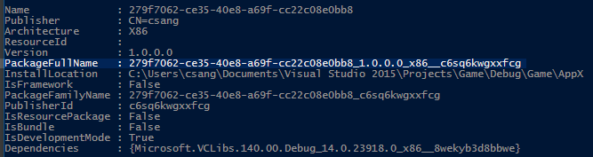 で Get-AppxPackage