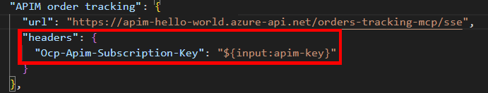 Schermopname van de configuratie van de verificatieheader voor een MCP-server