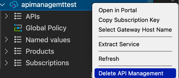 API Management-exemplaar verwijderen uit VS Code