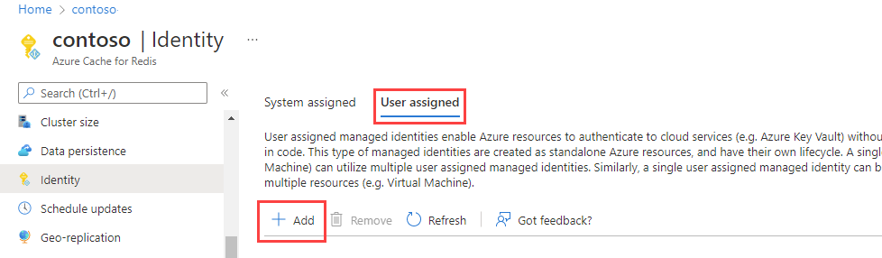 De door de gebruiker toegewezen identiteitsstatus is ingeschakeld.