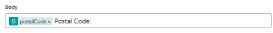 Schermopname van de standaardwerkstroom en de voorbeeldtekst van het antwoord met de parameter.