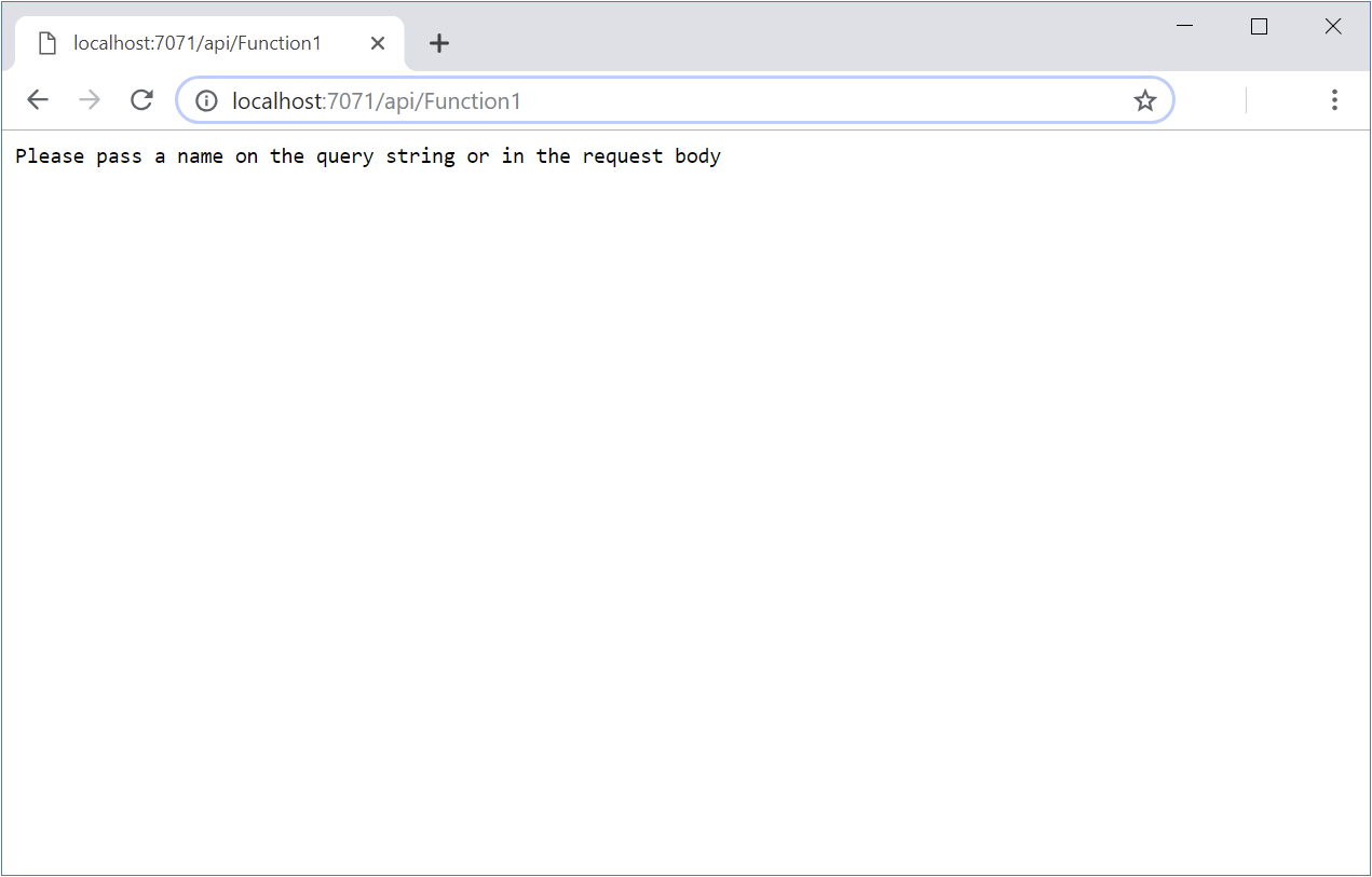 Schermopname waarop de Azure Function Runtime te zien is.