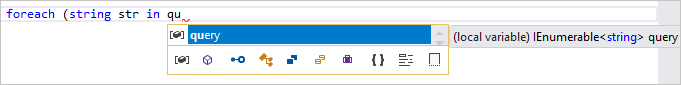 schermopname van een intelliSense-woordvoltooiingspop-up in Visual Studio.