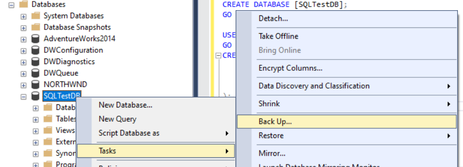 wykonywanie kopii zapasowej SQL