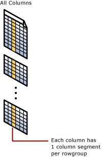 Diagram segmentu kolumn klastrowanego magazynu kolumn.