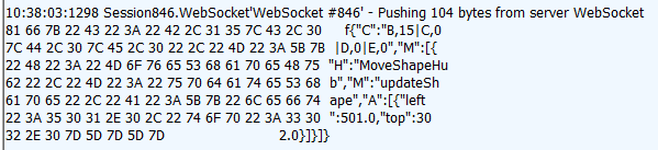 Представление журнала Fiddler с трафиком SignalR