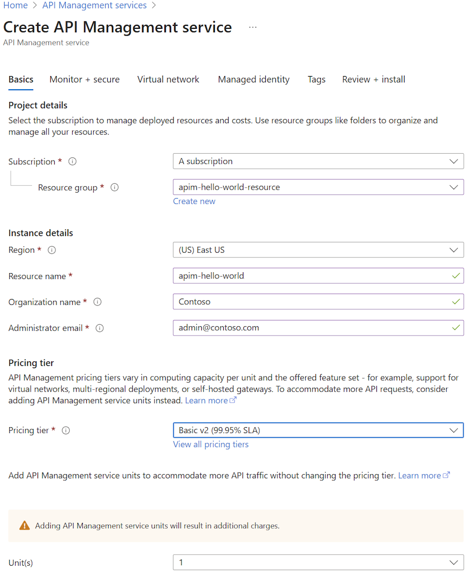 Создать экземпляр Управления API.