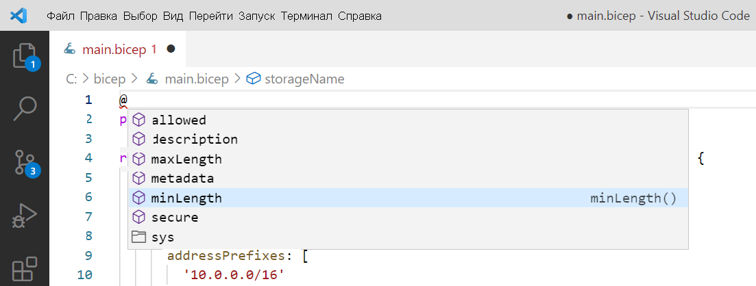 Скриншот добавления декораторов к параметру.