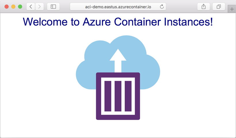 Откройте в браузере приложение, развернутое в Azure Container Instances