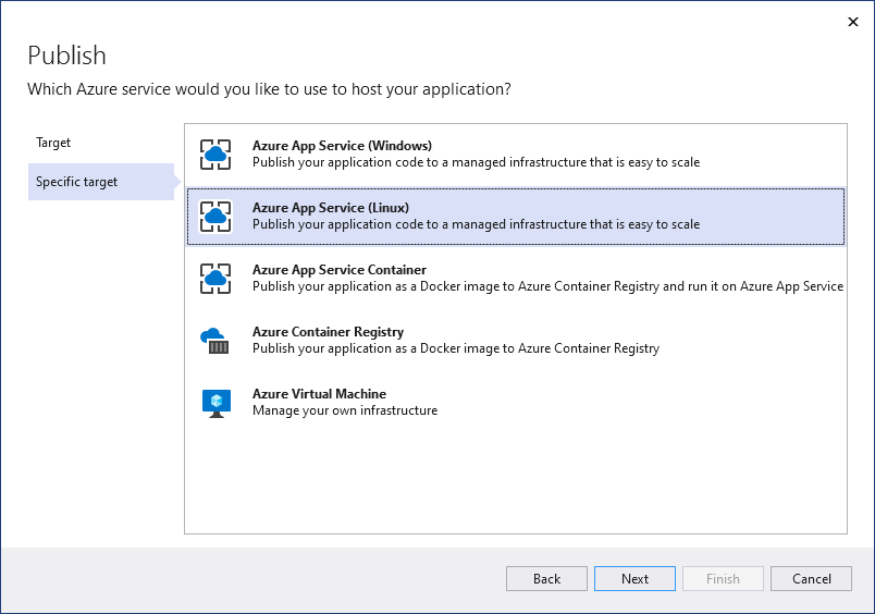 Выберите соответствующую службу Azure для проекта