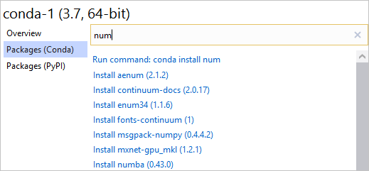 с командой установки conda