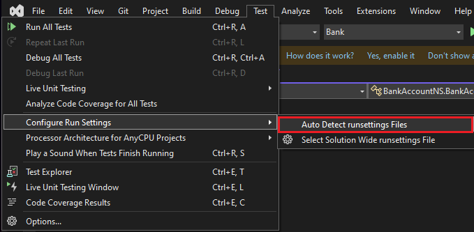 автоматическое обнаружение в Visual Studio