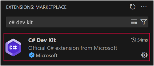 Visual Studio Code 扩展市场中的 C# 开发工具包