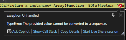 注销期间 Visual Studio 调试器因 JavaScript 异常而中断
