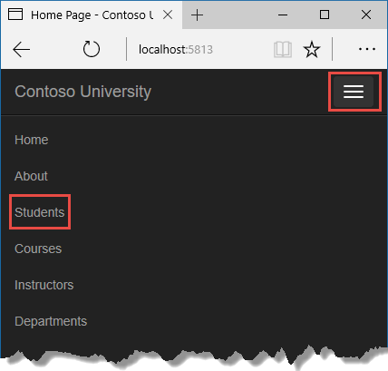 Contoso University 主页宽窄