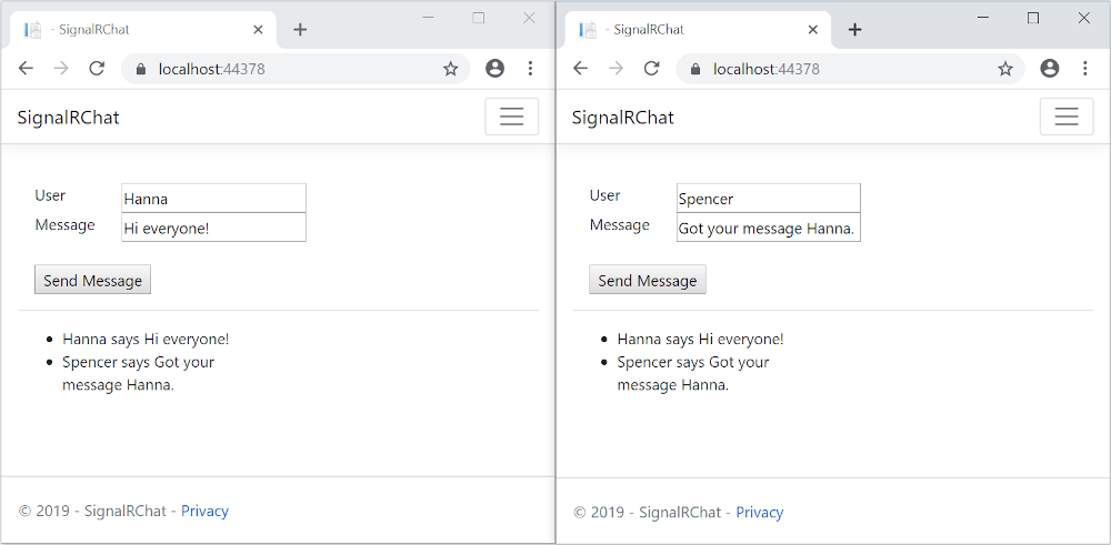 SignalR 示例应用