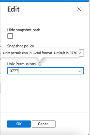 显示 Unix 权限的 Edit 屏幕的屏幕截图。