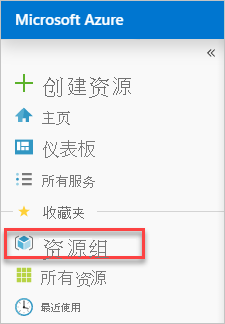 在 Azure 门户中选择资源组的屏幕截图
