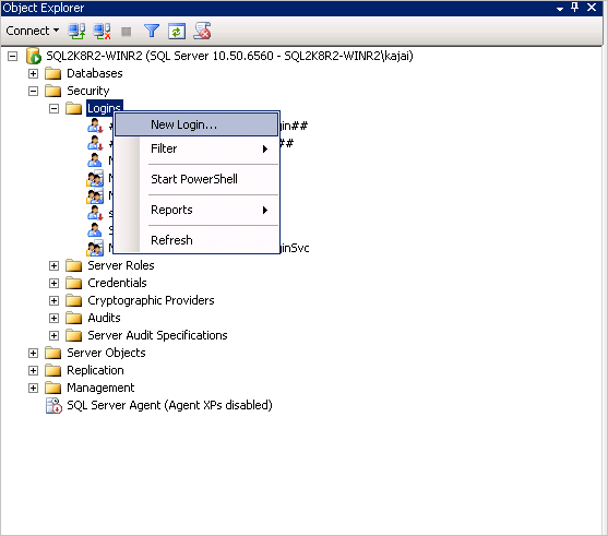 使用 SSMS 新建登录