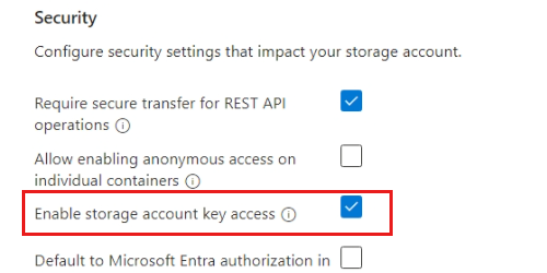 Azure 门户中“创建存储帐户”页的“高级”选项卡的屏幕截图。