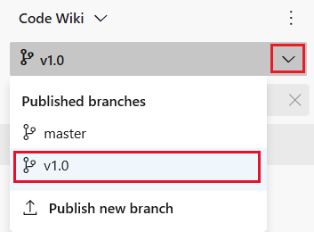 显示如何从 Wiki 下拉菜单中选择特定版本的代码 Wiki 的屏幕截图。