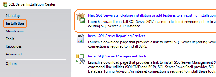 SQL Server 的新安装
