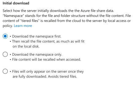 描述“创建服务器终结点”Azure 门户向导中的选项的图像。