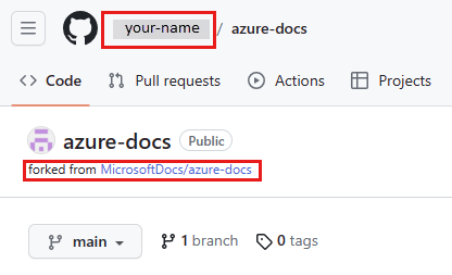 显示 GitHub 中分支存储库的屏幕截图。