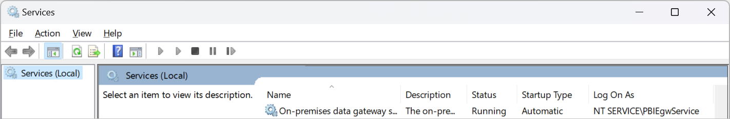 Windows 服务应用程序中用于重启网关的屏幕截图。