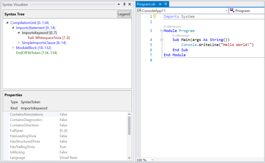 可视化 Visual Basic 语法树
