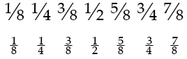 使用 OpenType 斜杠和堆积分数的文本