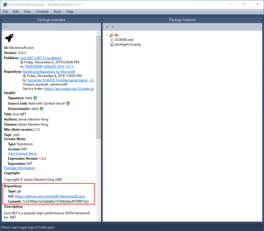 NuGet 包资源管理器中的源链接