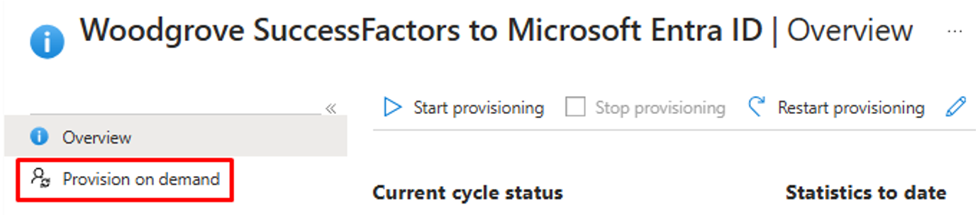 Microsoft Entra ID 概述的屏幕截图，其中选择了“按需预配”。