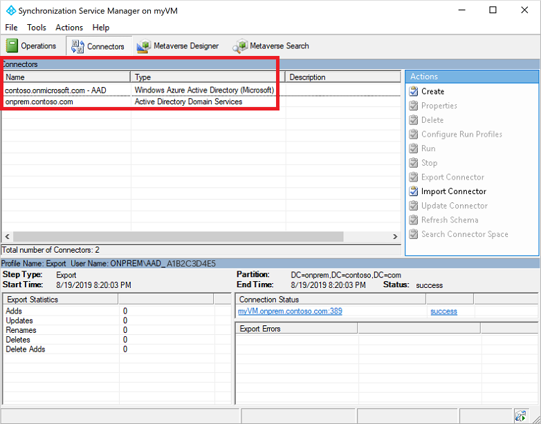 列出 Sync Service Manager 中的连接器名称