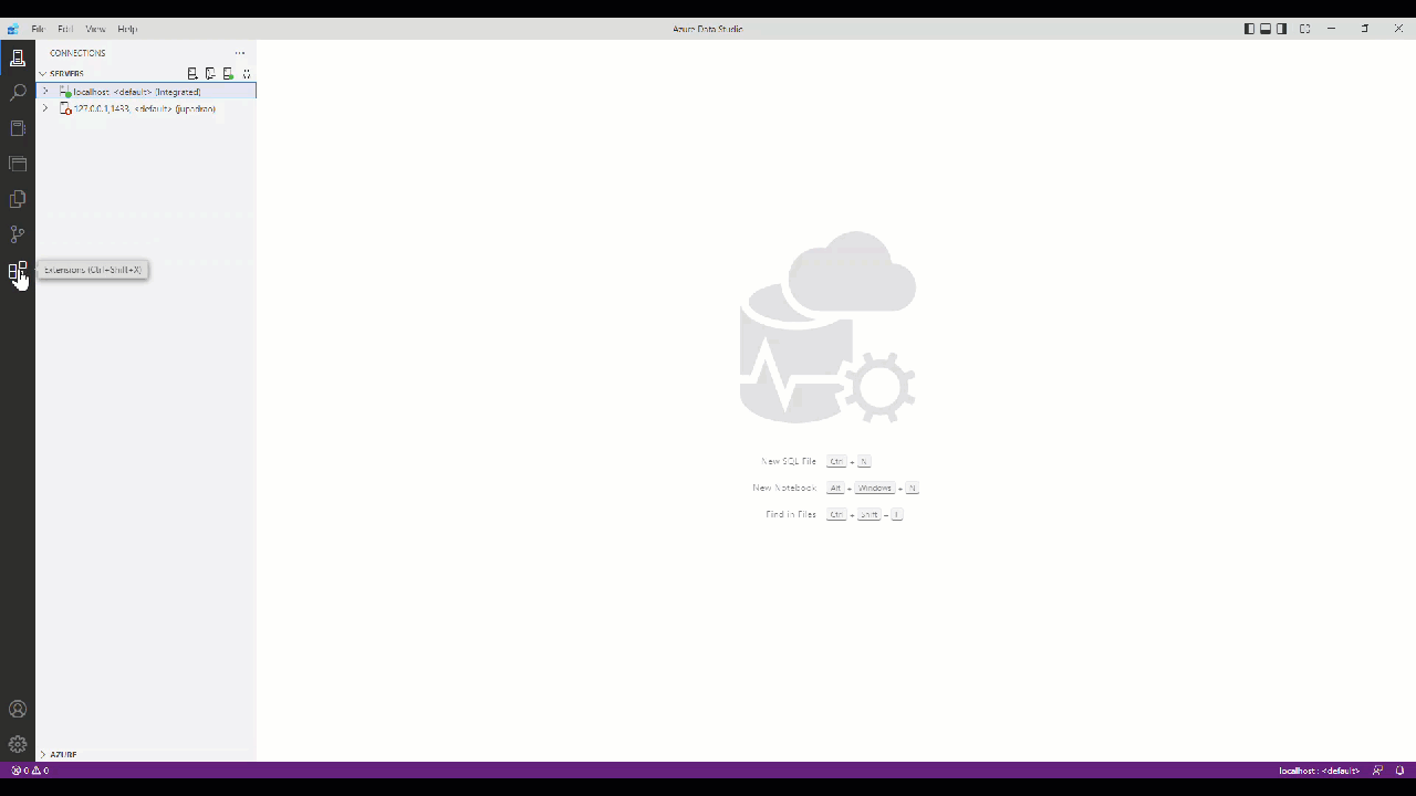 安装适用于 Azure Data Studio 的 Azure 迁移扩展的动态 GIF。