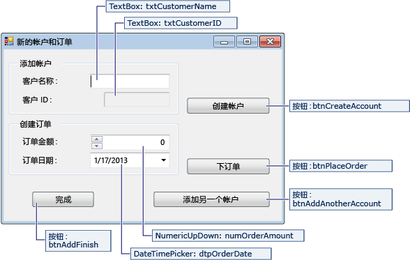 显示 NewCustomer 表单详细信息的屏幕截图。